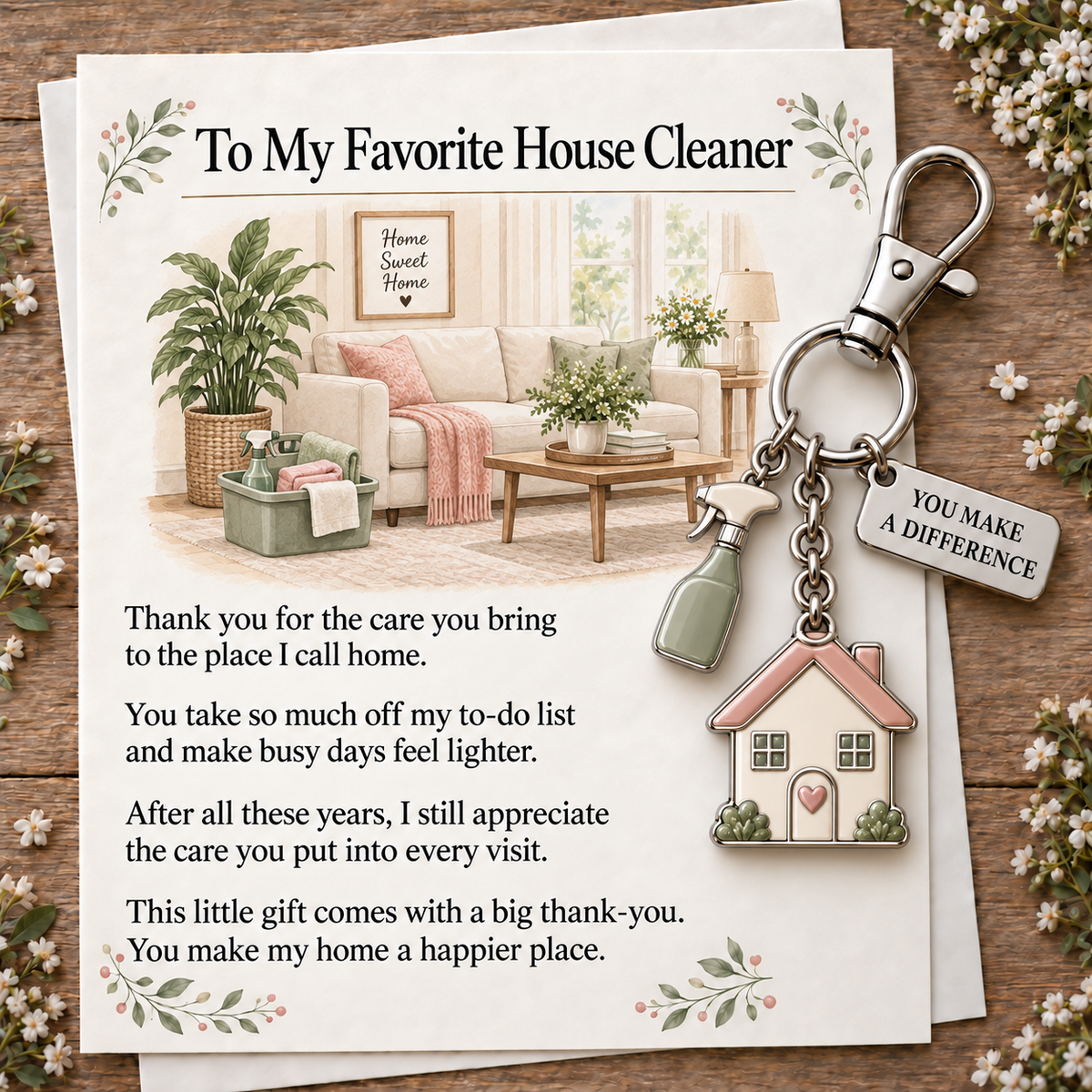 ✨✨ The "You Make a Difference" Appreciation Gift Set – Keychain & Greeting Card ✨