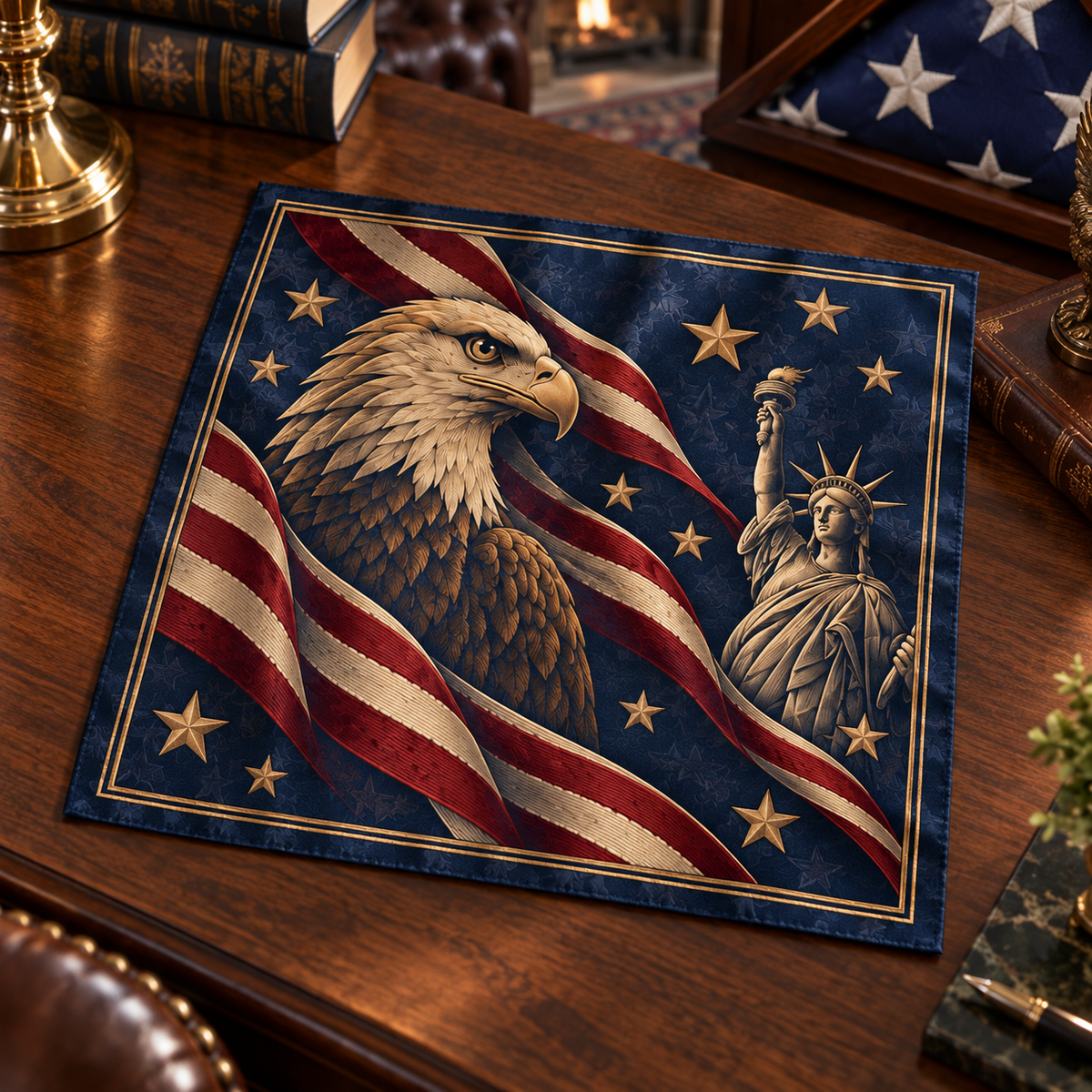Personalized American Heritage Standard Self-Tie Necktie & Pocket Square Set 🇺🇸🦅