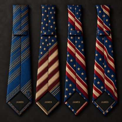 Personalized American Heritage Standard Self-Tie Necktie & Pocket Square Set 🇺🇸🦅
