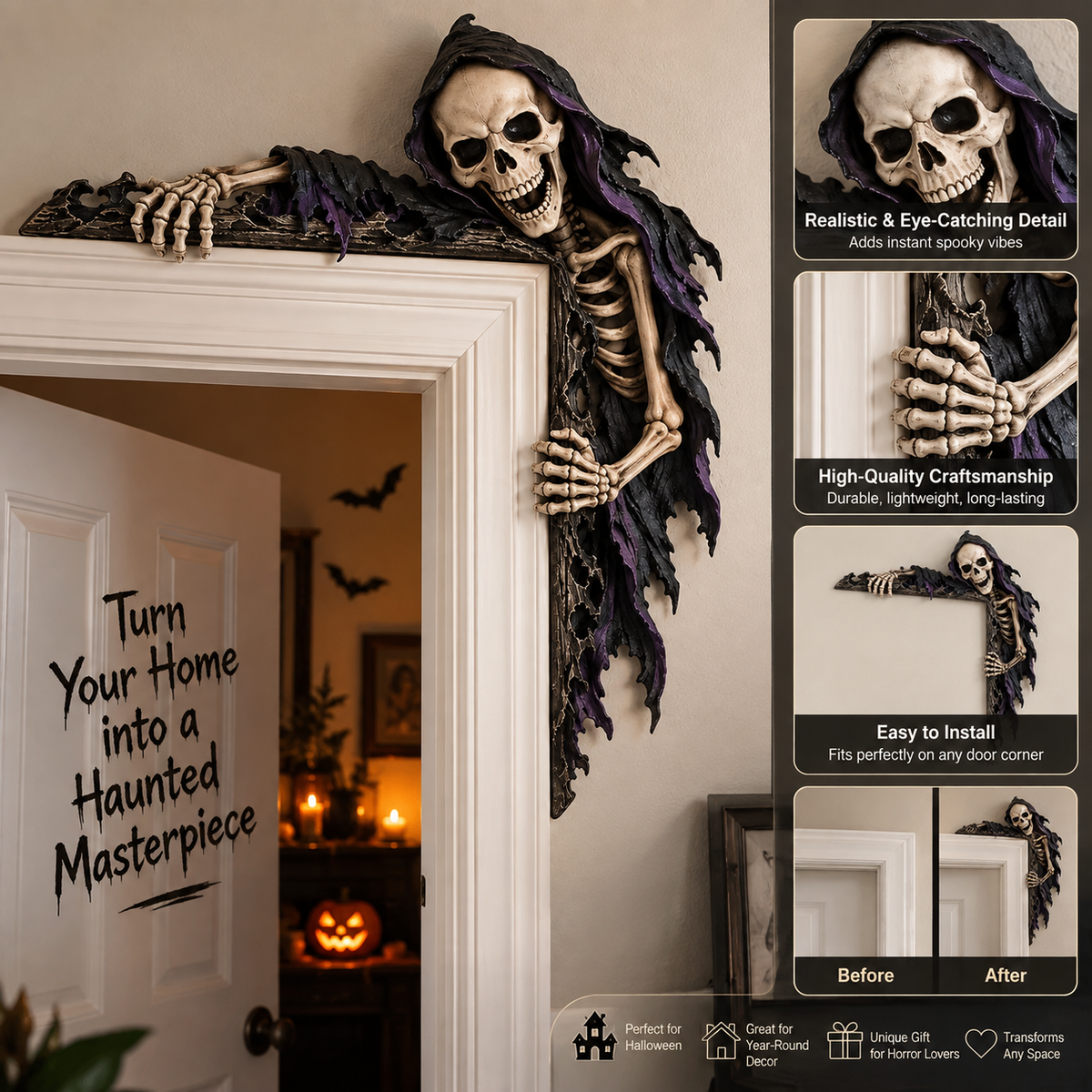 💀💀  Spooky Reaper Door Frame Corner Decor