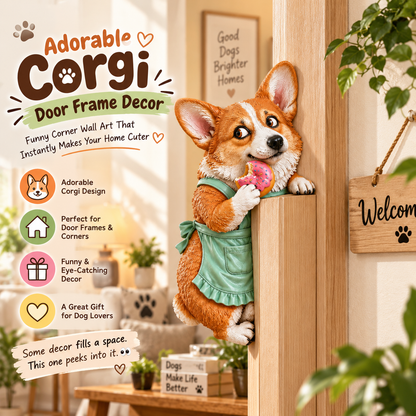 👀Adorable Corgi Door Frame Decor Funny Corner Wall Art