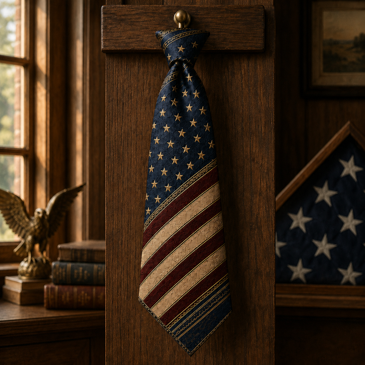 Personalized American Heritage Standard Self-Tie Necktie & Pocket Square Set 🇺🇸🦅