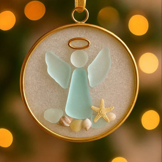 Sea Glass Angel Memorial Ornament
