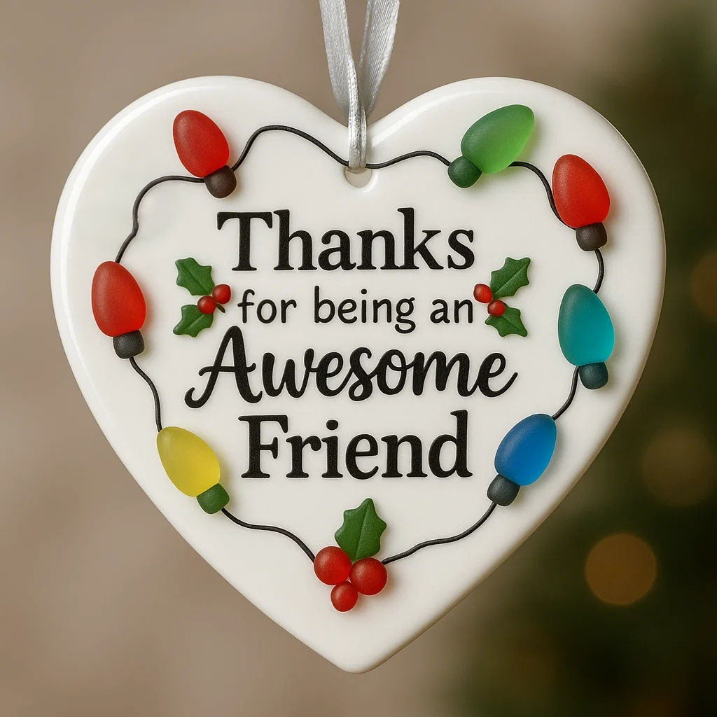 "Thanks for Being an Awesome Friend" Heart Ornament