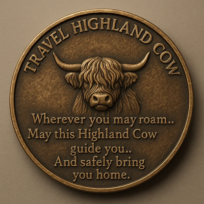 Travel Highland Cow Coin