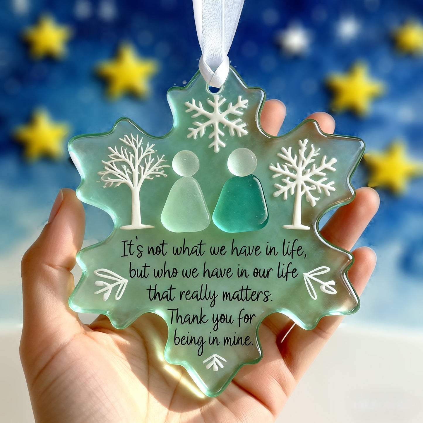 🌊Snowflake Sea Glass Friendship Ornament