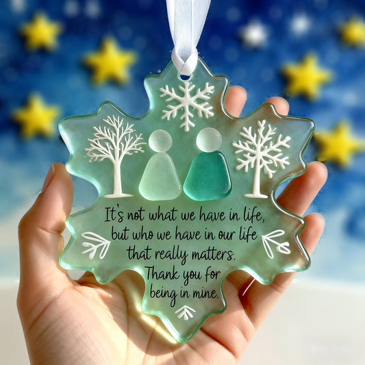 🌊Snowflake Sea Glass Friendship Ornament