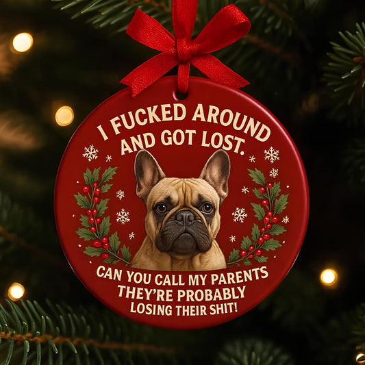 Funny French Bulldog Christmas Ornament