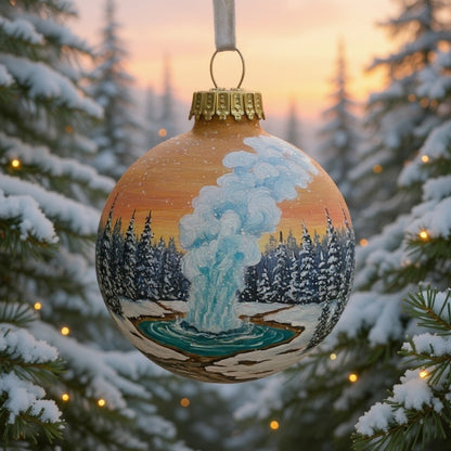 🌎 American Natural Wonders Collection – Hand-Painted Glass Christmas Ornaments