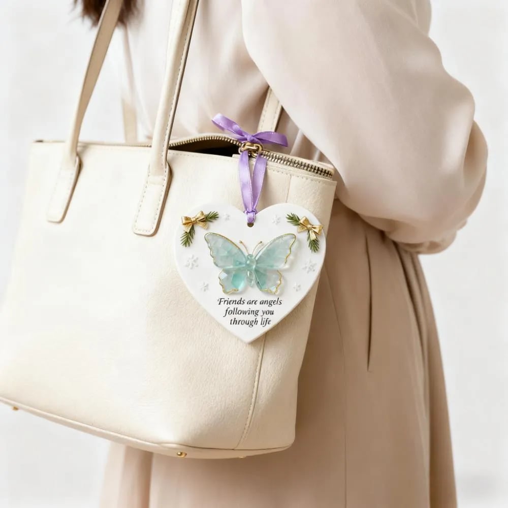 🦋Friends Are Angels Sea Glass Butterfly Christmas Ornament