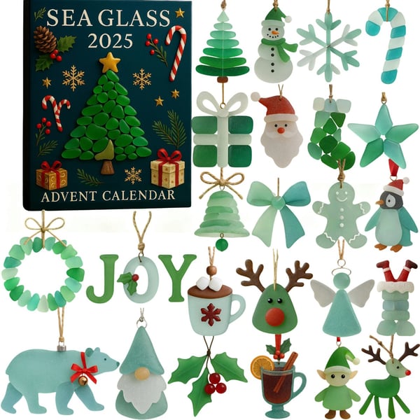 🔥LAST DAY 49% OFF🌊Sea Glass Christmas Ornaments Advent Calendar 2025