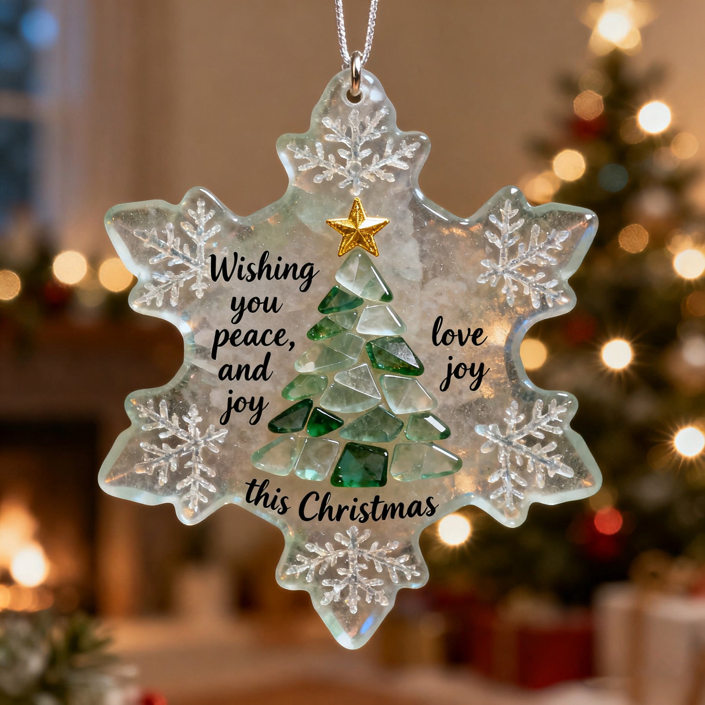 Snowflake Christmas Blessing Ornament