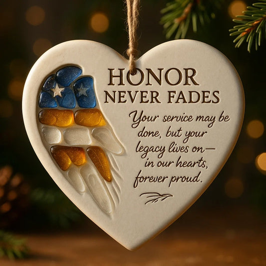 🌲Christmas & Veterans Day Gift💙 SEA GLASS OF HONOR — Heart-Shaped Veteran Keepsake Ornament