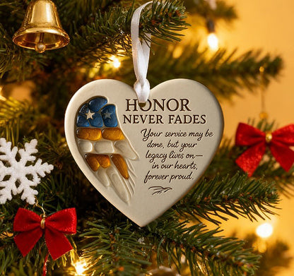 🌲Christmas & Veterans Day Gift💙 SEA GLASS OF HONOR — Heart-Shaped Veteran Keepsake Ornament