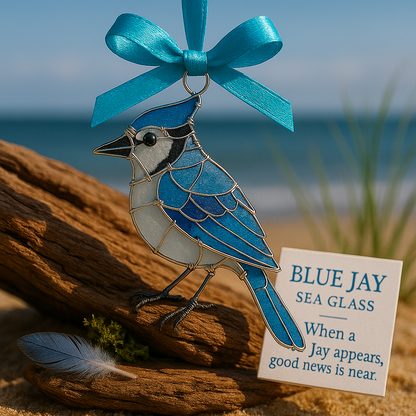 🌊Handmade Sea Glass Bird Ornament