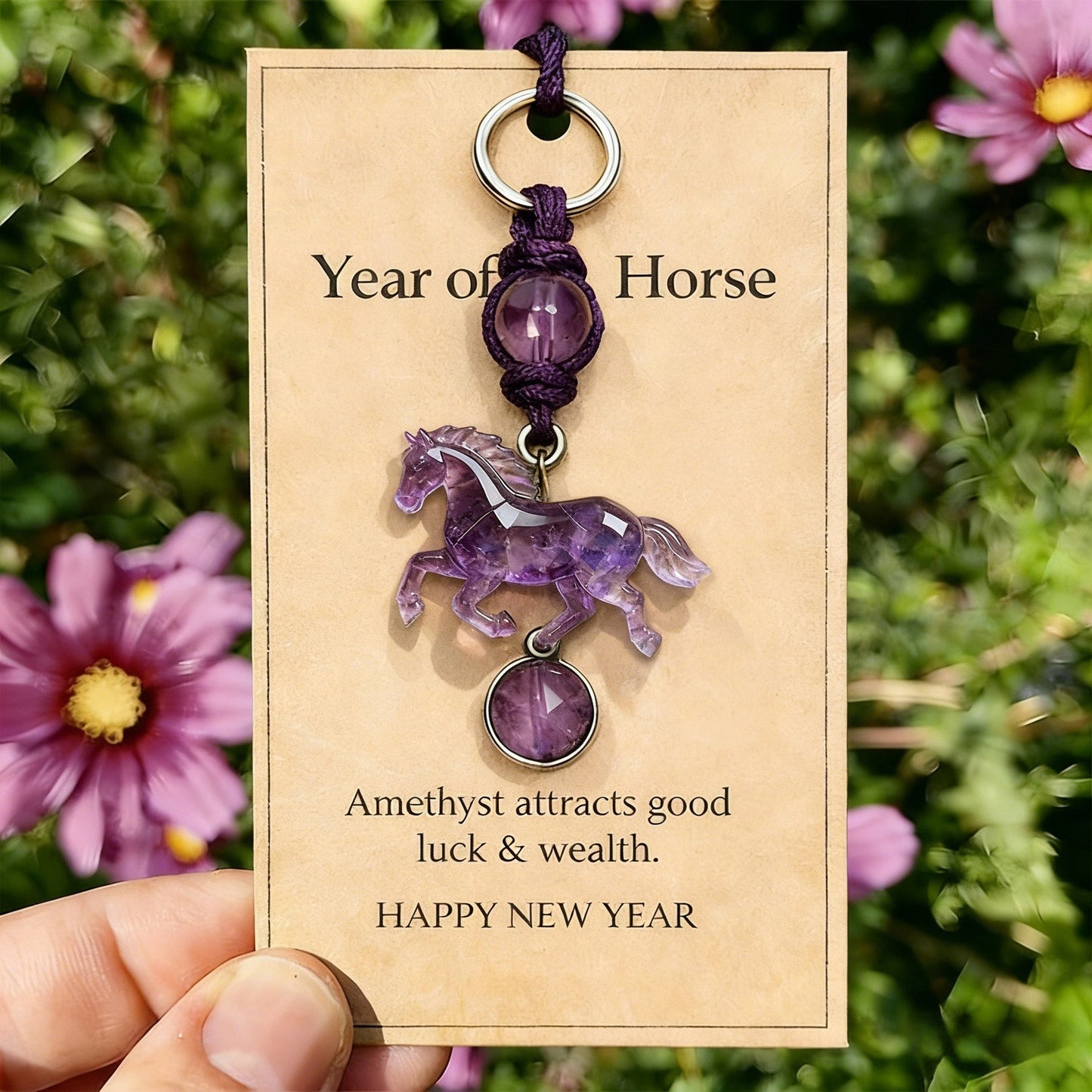 Lucky Amethyst Crystal Horse Keychain —✨ A Symbol of Wisdom & Success🔥 (2026)