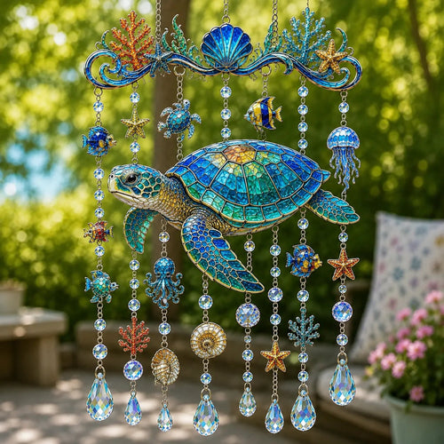 🐋🐋 Ocean-Themed Crystal Wind Chime – Bring the Ocean Glow to Your Garden (📦Buy 2 Free Shipping)