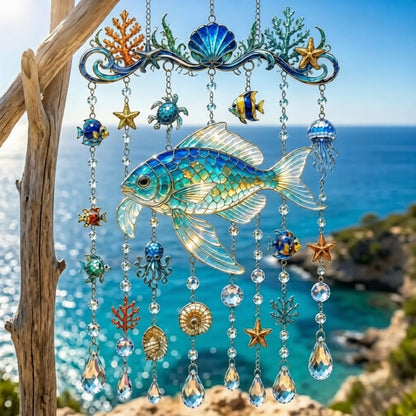 🐋🐋 Ocean-Themed Crystal Wind Chime – Bring the Ocean Glow to Your Garden (📦Buy 2 Free Shipping)