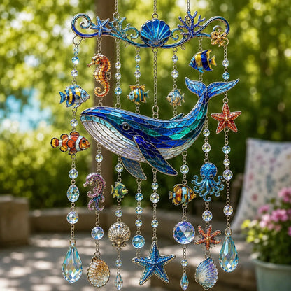 🐋🐋 Ocean-Themed Crystal Wind Chime – Bring the Ocean Glow to Your Garden (📦Buy 2 Free Shipping)