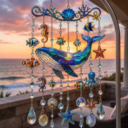 🐋🐋 Ocean-Themed Crystal Wind Chime – Bring the Ocean Glow to Your Garden (📦Buy 2 Free Shipping)