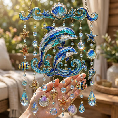 🐋🐋 Ocean-Themed Crystal Wind Chime – Bring the Ocean Glow to Your Garden (📦Buy 2 Free Shipping)