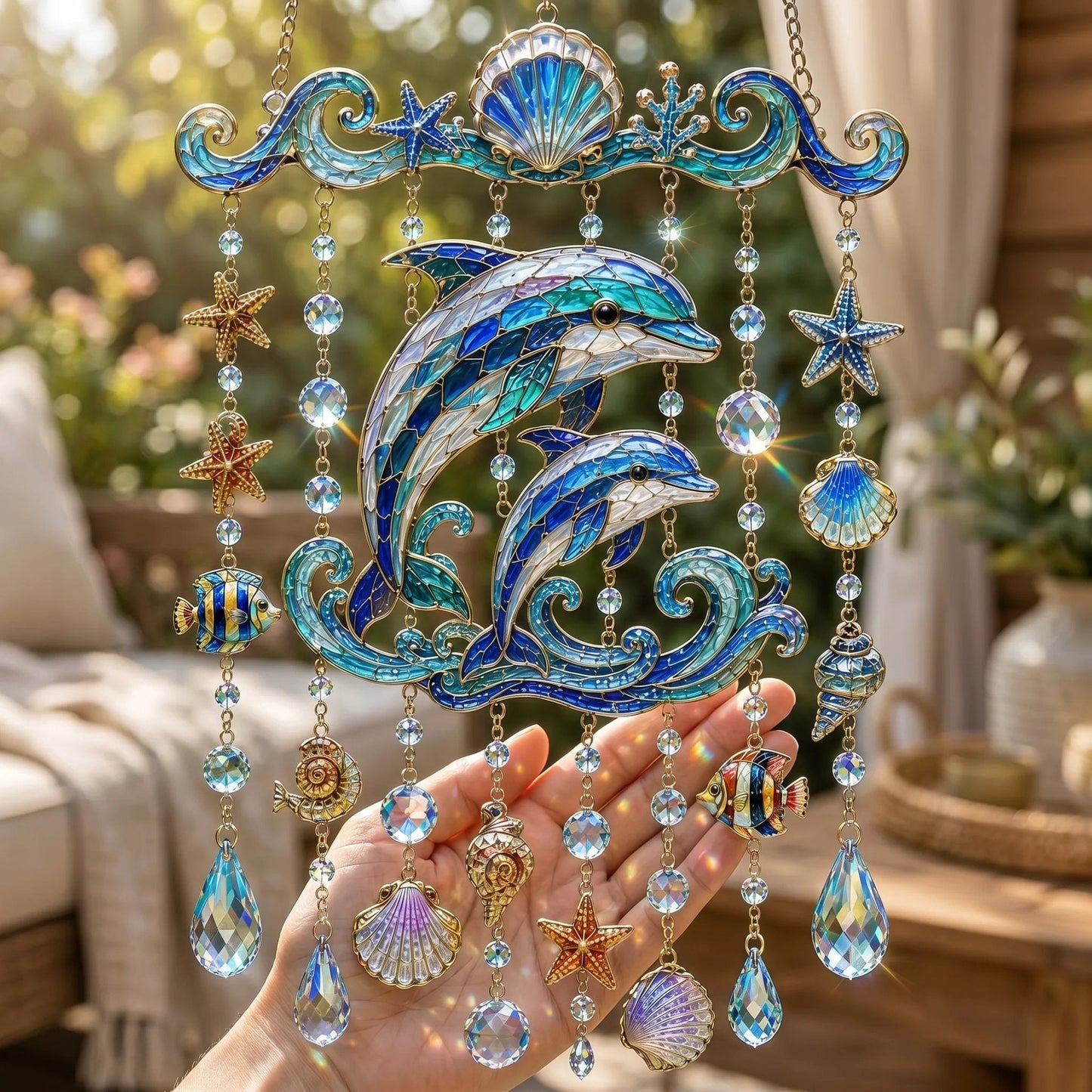 🐋 Ocean-Themed Crystal Wind Chime – Bring the Ocean Glow to Your Garden (📦Buy 2 Free Shipping)