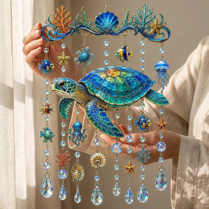 🐋🐋 Ocean-Themed Crystal Wind Chime – Bring the Ocean Glow to Your Garden (📦Buy 2 Free Shipping)