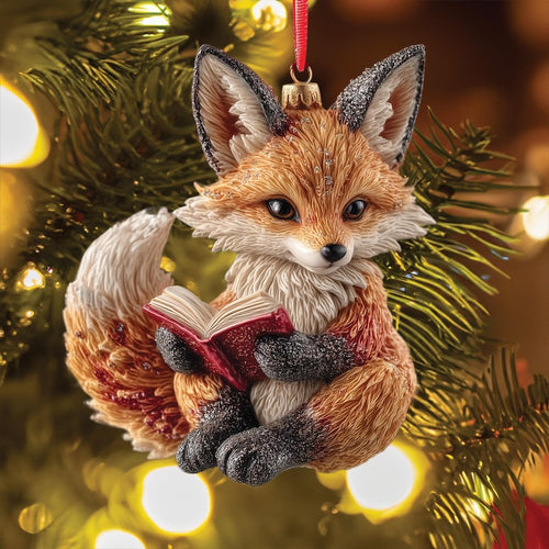 Reading Fox Ornament