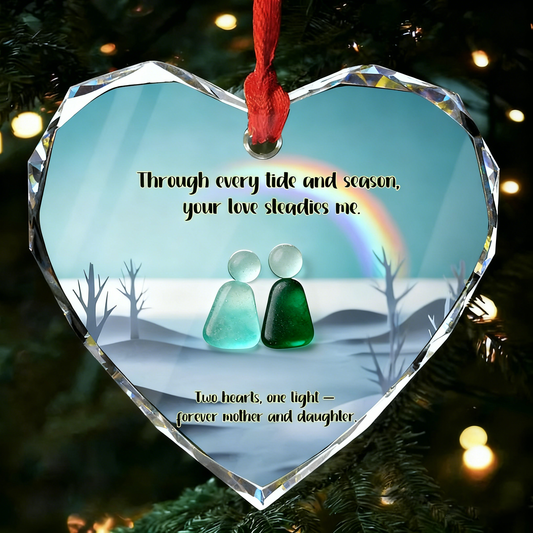 🌲Christmas Gift--Mother and Daughter Sea Glass Ornament – Through Every Tide and Season