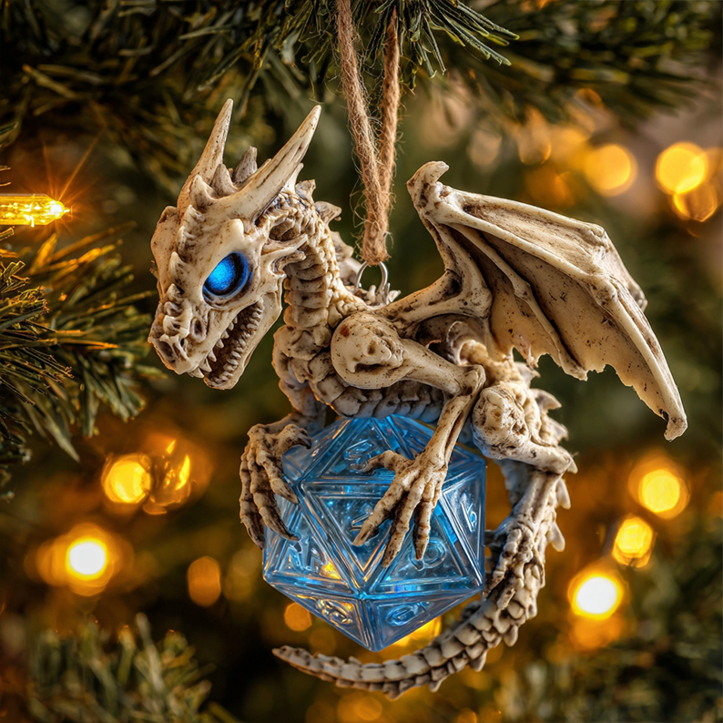 🔥 Black Friday Mega Deal: -  2D Flat Printing Dragon & D20 Crystal Dice Ornament