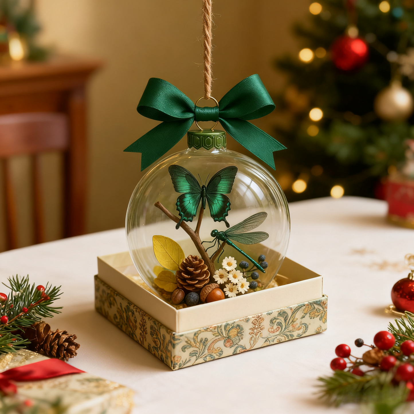 Enchanted Butterfly & Dragonfly Glass Ornament