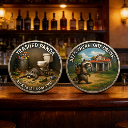 🥃🦝Funny Drunk Raccoon Challenge Coin