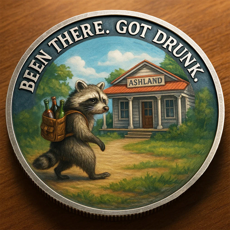 🥃🦝Funny Drunk Raccoon Challenge Coin