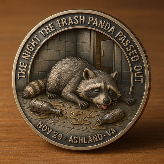🌲Christmas Gift 50% Off--Funny Drunk Raccoon Challenge Coin