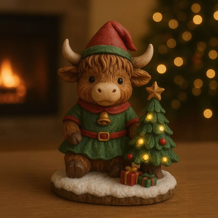 🌲Christmas Gift 50% Off--🐂 Highland Cow Elf Christmas Night Light 🎄✨