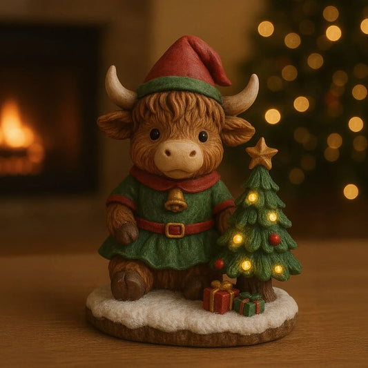 🌲Christmas Gift 50% Off--🐂 Highland Cow Elf Christmas Night Light 🎄✨