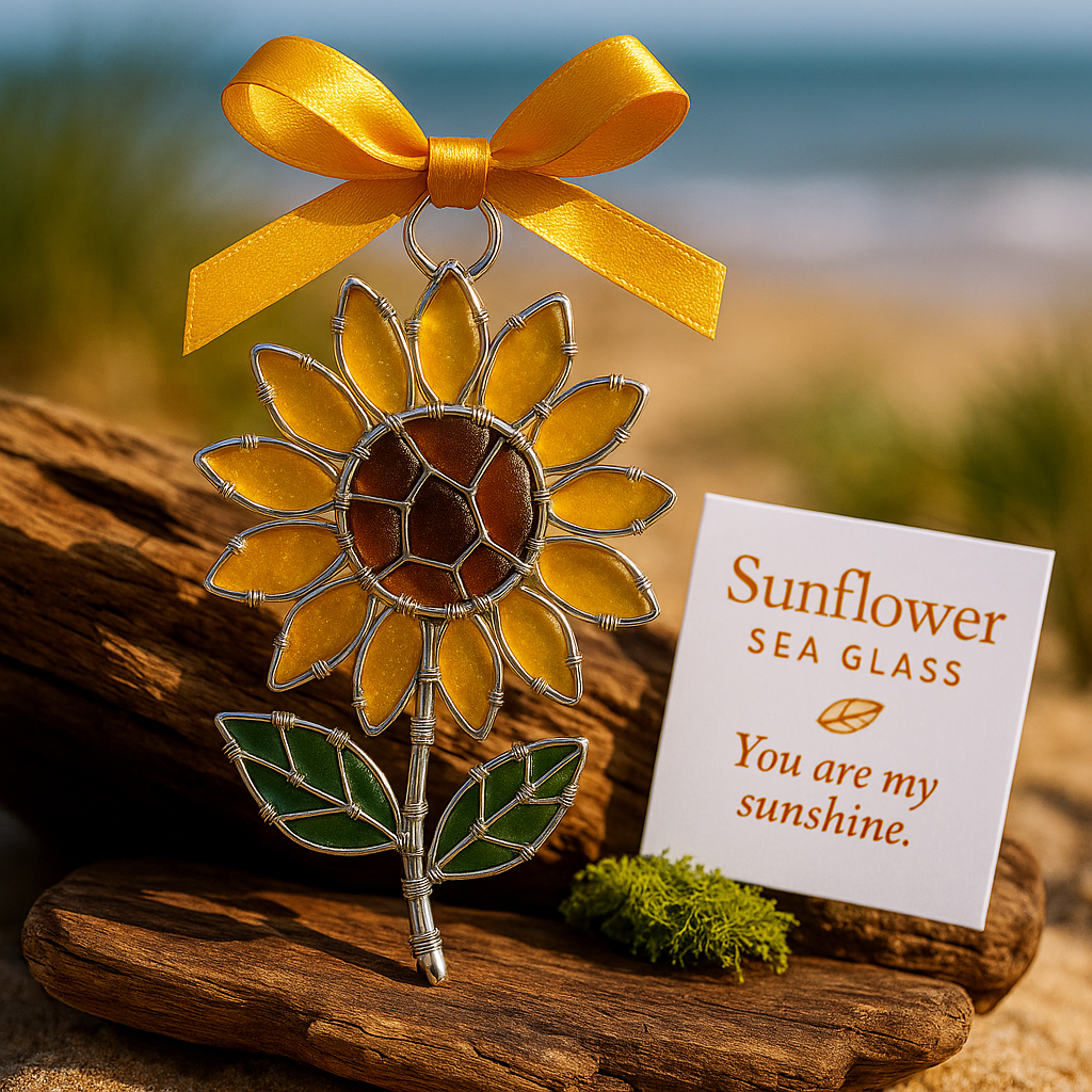 🌲Christmas Gift 50% Off--The "Coastal Blooms" Collection: Handmade Sea Glass Flower Ornaments with Meaning Card