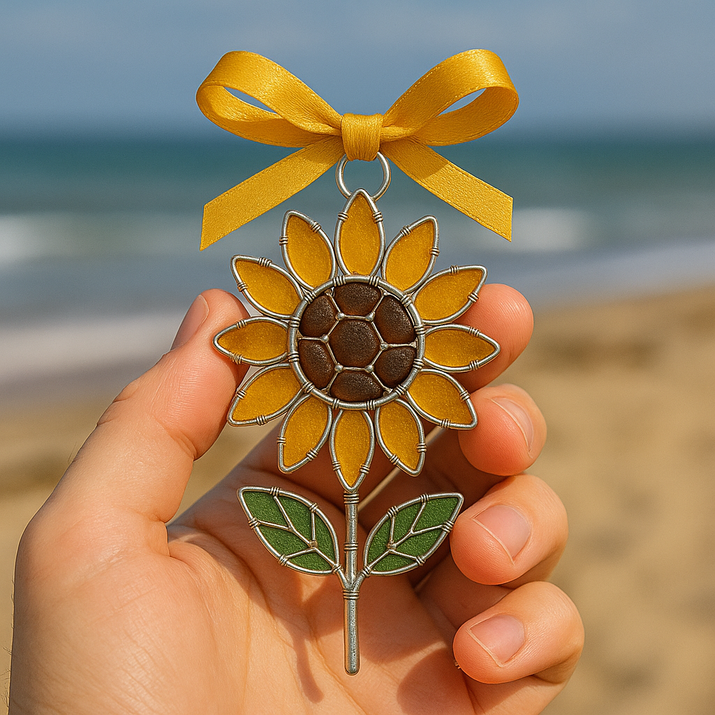 🌲Christmas Gift 50% Off--The "Coastal Blooms" Collection: Handmade Sea Glass Flower Ornaments with Meaning Card