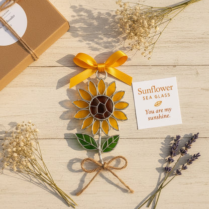 🌲Christmas Gift 50% Off--The "Coastal Blooms" Collection: Handmade Sea Glass Flower Ornaments with Meaning Card