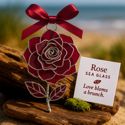 🌲Christmas Gift 50% Off--The "Coastal Blooms" Collection: Handmade Sea Glass Flower Ornaments with Meaning Card