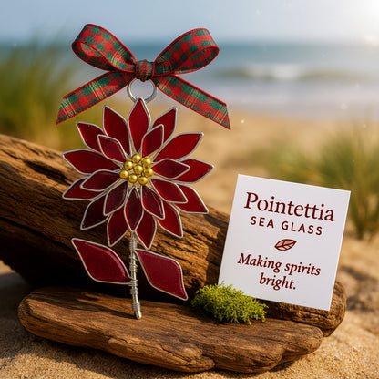 🌲Christmas Gift 50% Off--The "Coastal Blooms" Collection: Handmade Sea Glass Flower Ornaments with Meaning Card