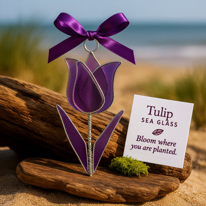 🌲Christmas Gift 50% Off--The "Coastal Blooms" Collection: Handmade Sea Glass Flower Ornaments with Meaning Card