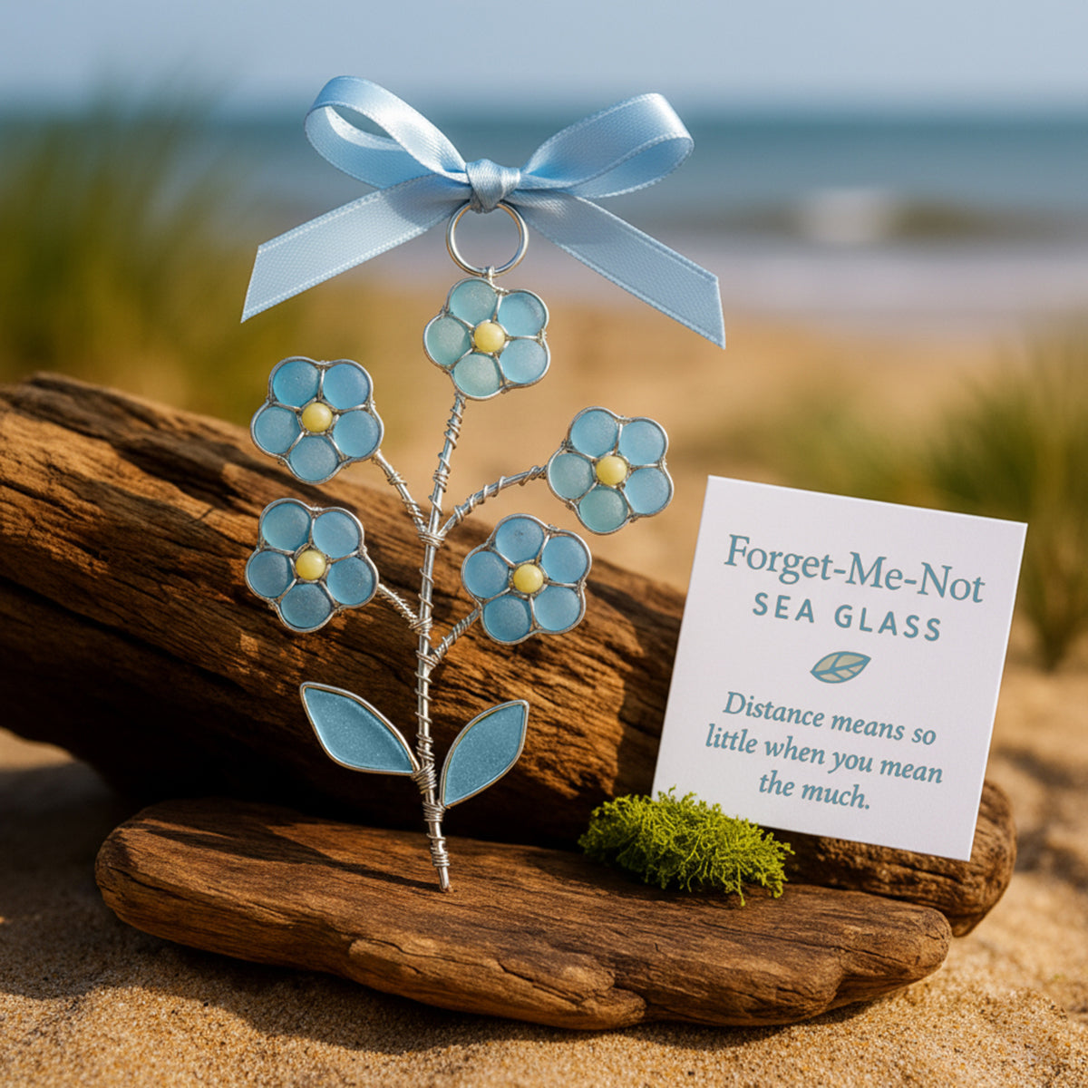 🌲Christmas Gift 50% Off--The "Coastal Blooms" Collection: Handmade Sea Glass Flower Ornaments with Meaning Card