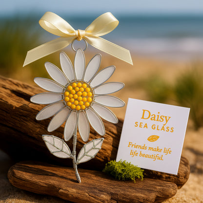 🌲Christmas Gift 50% Off--The "Coastal Blooms" Collection: Handmade Sea Glass Flower Ornaments with Meaning Card