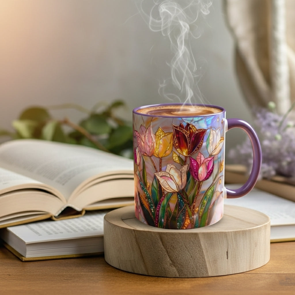 🔥Hot Sale-- Eternal Spring: Stained-Glass Style Tulip Mug