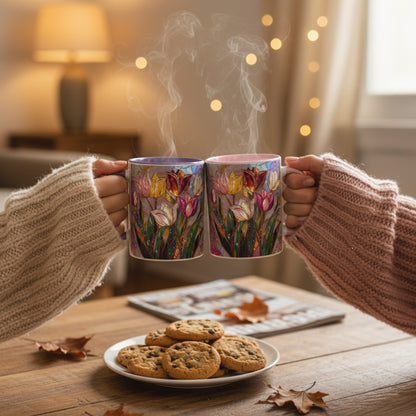 🔥Hot Sale-- Eternal Spring: Stained-Glass Style Tulip Mug