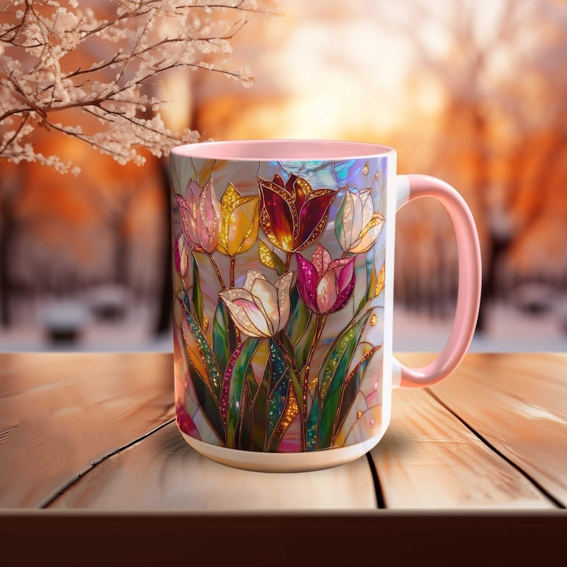 🔥Hot Sale-- Eternal Spring: Stained-Glass Style Tulip Mug