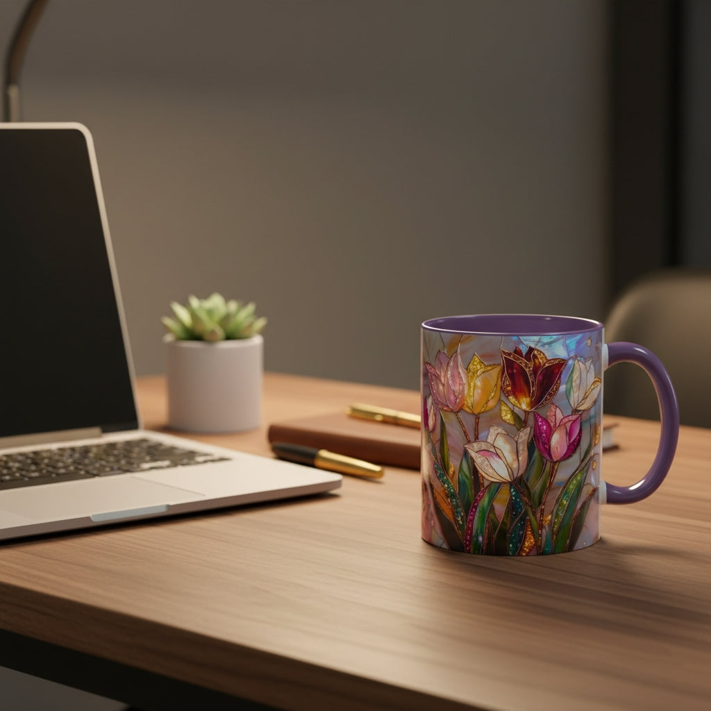 🔥Hot Sale-- Eternal Spring: Stained-Glass Style Tulip Mug