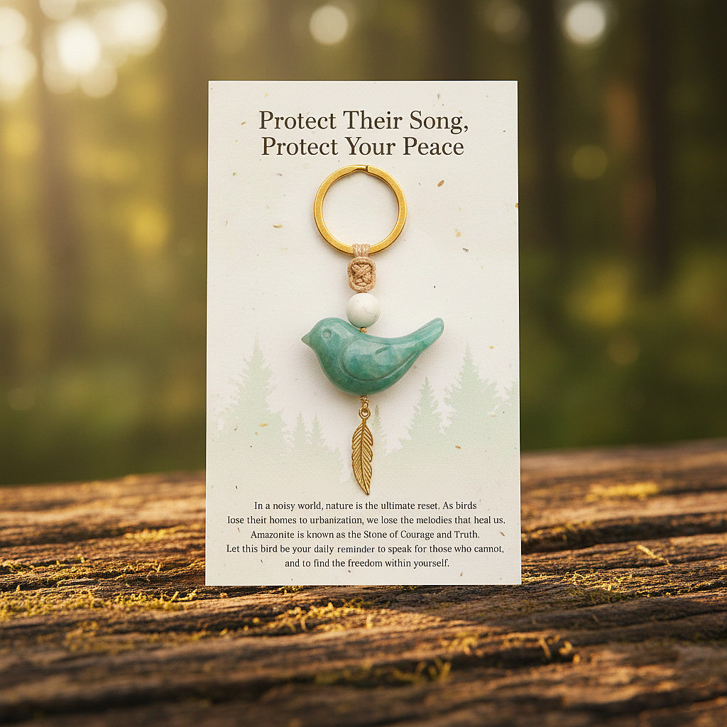 🔥🔥New Year--Song of Nature: Amazonite Bird Keychain for Peace & Courage