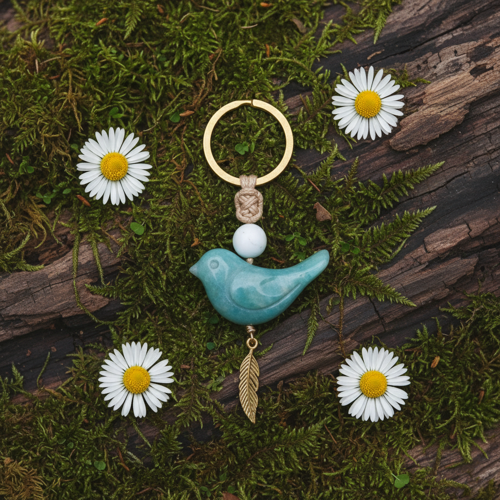 🔥🔥New Year--Song of Nature: Amazonite Bird Keychain for Peace & Courage